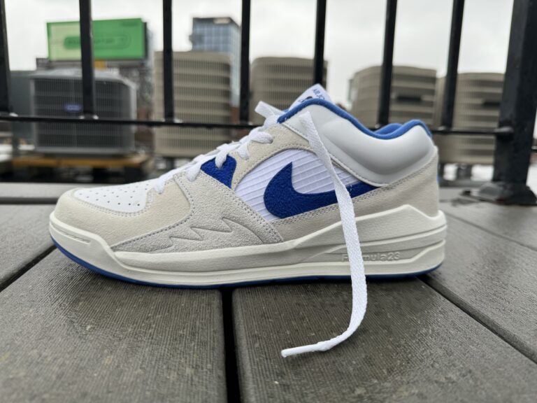 The Jordan Stadium 90 mens casual shoe in game royal profile view
